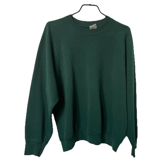 Vintage Fruit of the Loom Sweatshirt Womens L Green Raglan Made in Canada - Picture 1 of 7